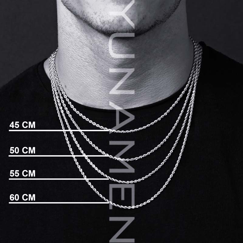 راهنمای طول زنجیر مردانه