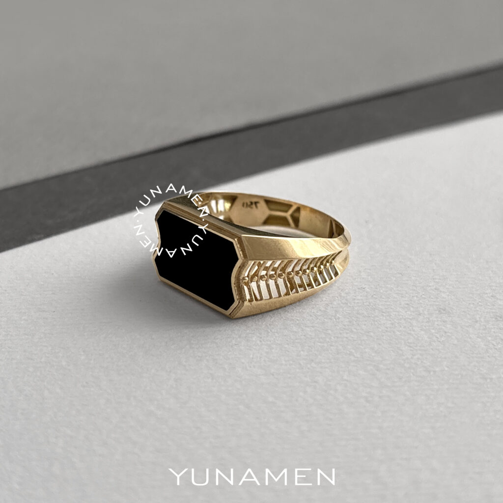 yunamen-gold-ring-Y488-1 انگشتر طلای مردانه یونامن Y488